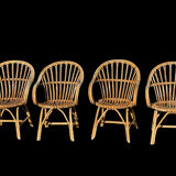 Set of 4 rattan armchairs from the 1960s, France.