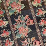 Antique floral karabagh zone tapis de laine brune tissée à la main fine tapis- 136x235cm