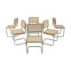 Set of six chrome plated and wood italian dining chairs by Breuer, 1970s