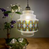 Vintage stained glass globe pendant light