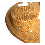 Vintage round wicker basket