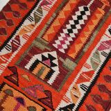 3x10 Kilim Pumpkin Orange Wool Runner Rug, 90x300Cm