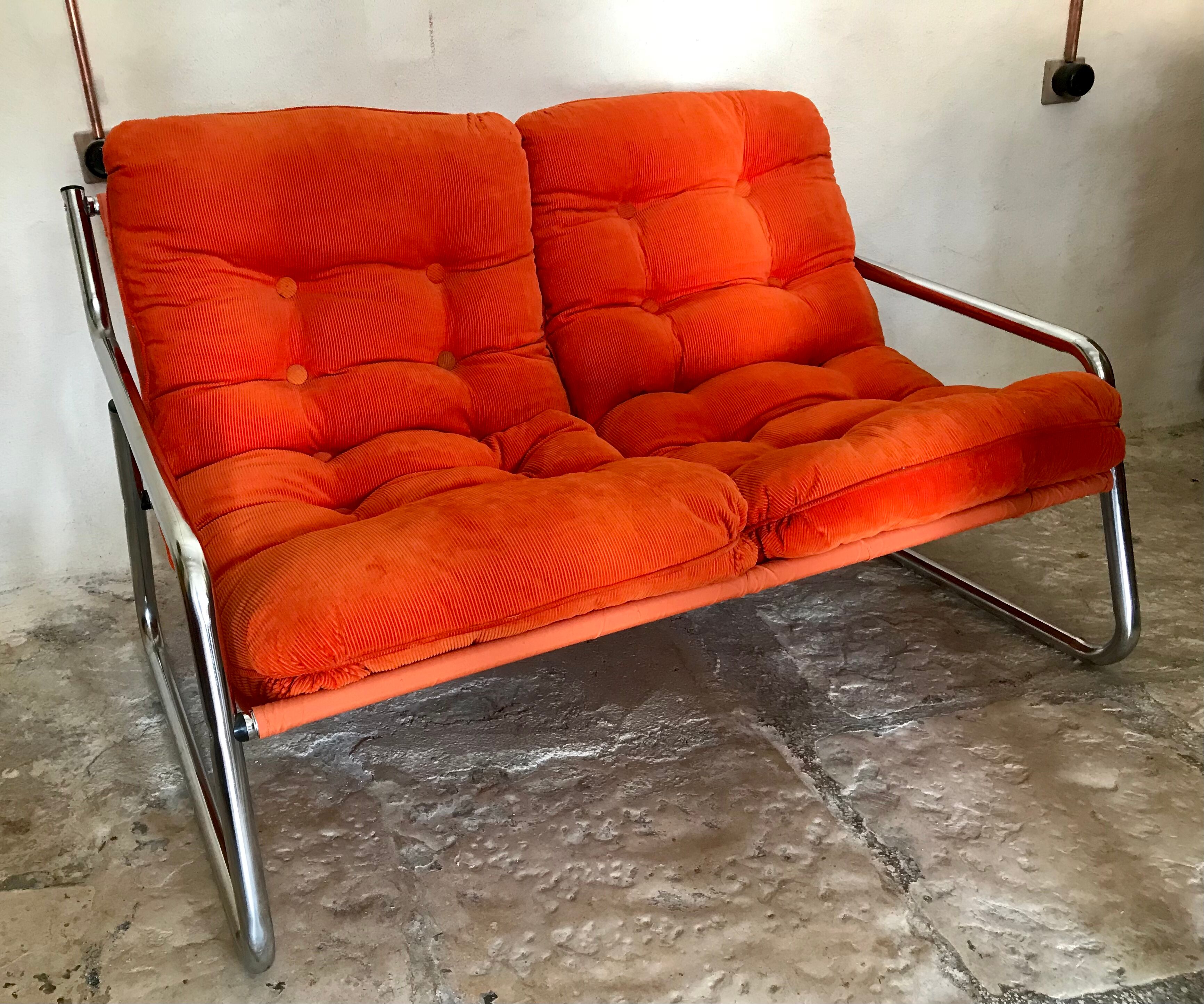 Vintage sofa 1970's pop tubing chrome