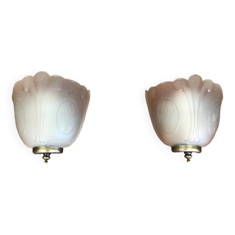 Pair of acb illumination ears of wheat wall lights