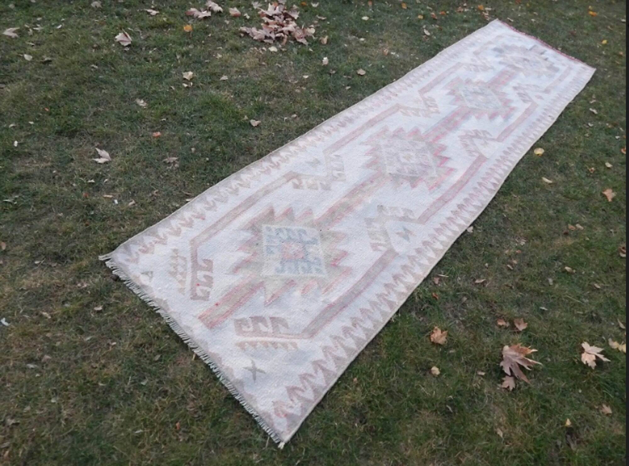Vintage Turkish hallway rug 100x391 cm