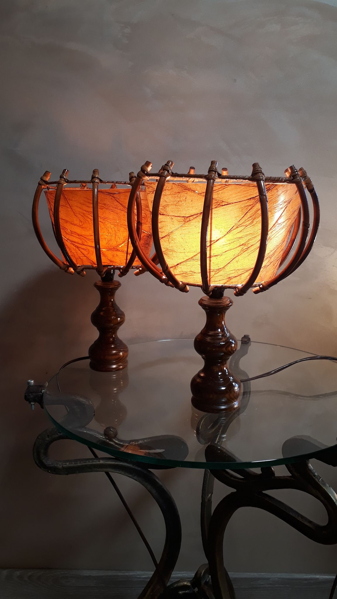Scandinavian wicker lamps set 1960s