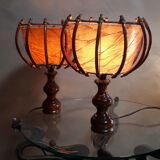 Scandinavian wicker lamps set 1960s