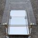 Table basse double plateau en verre et miroir vintage