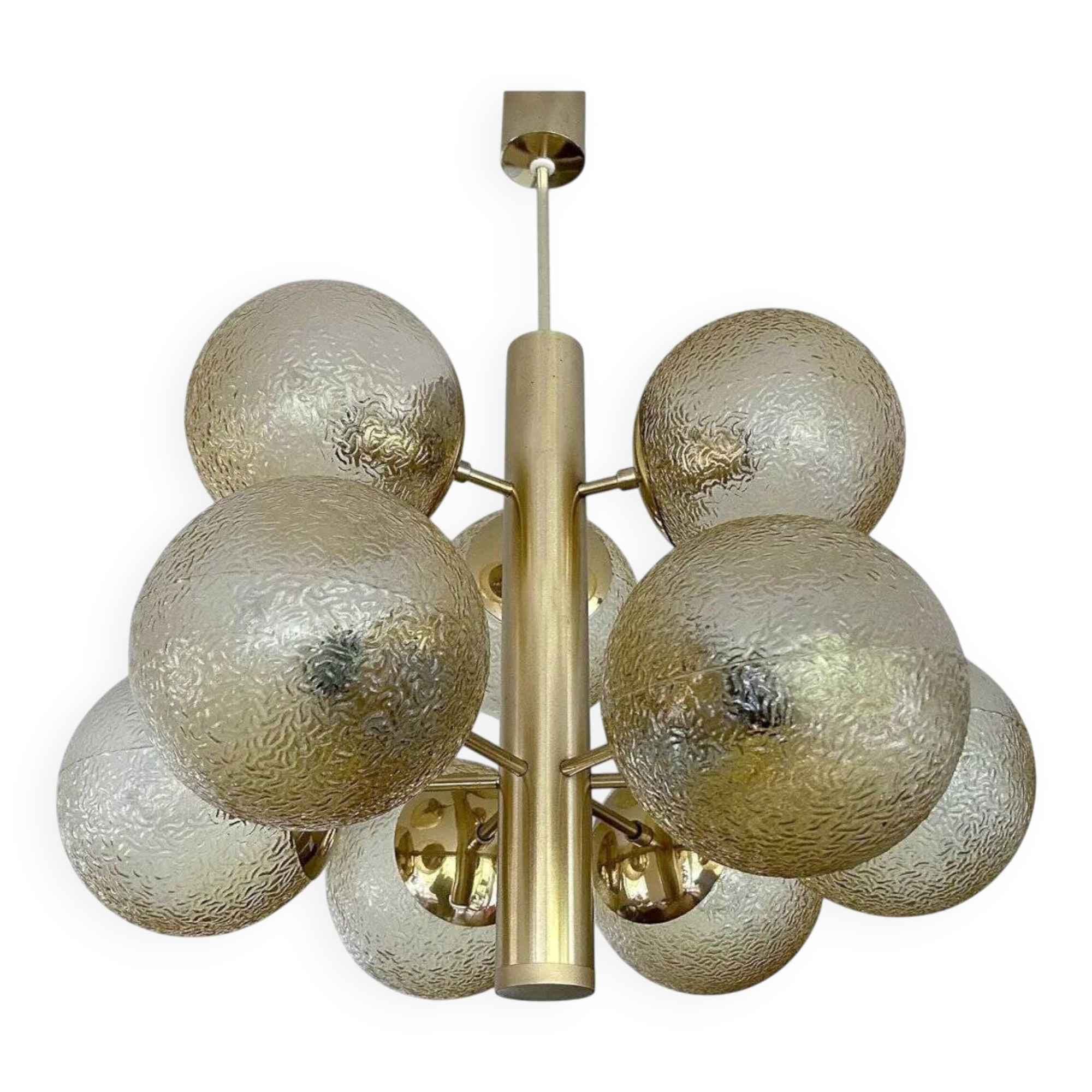 Grand lustre en verre de l'ère spatiale, années 1970