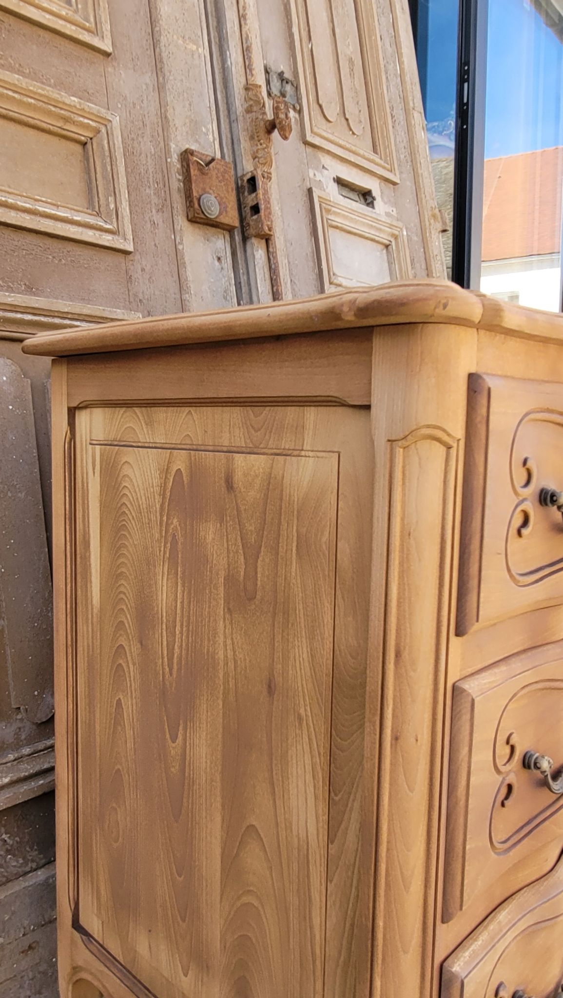 Louis xv style chest of drawers in pickled cherry