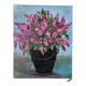 Oil painting on canvas bouquet of vintage lilac flowers signed
