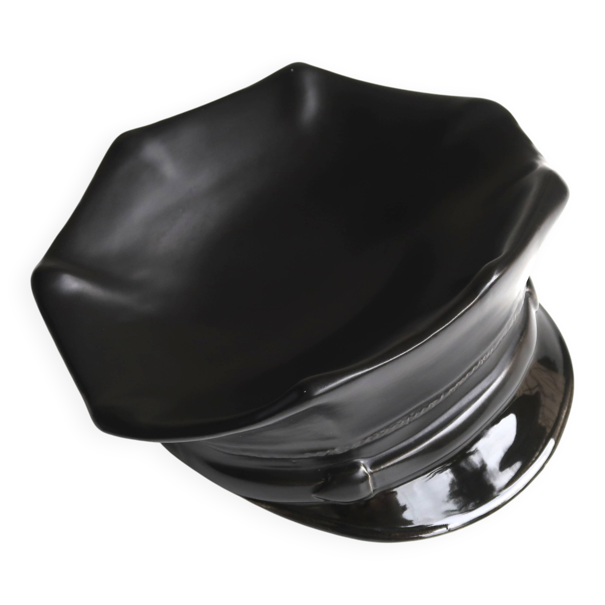 Black ceramic vide poche by Jean Claude Peiré, 1980s.
