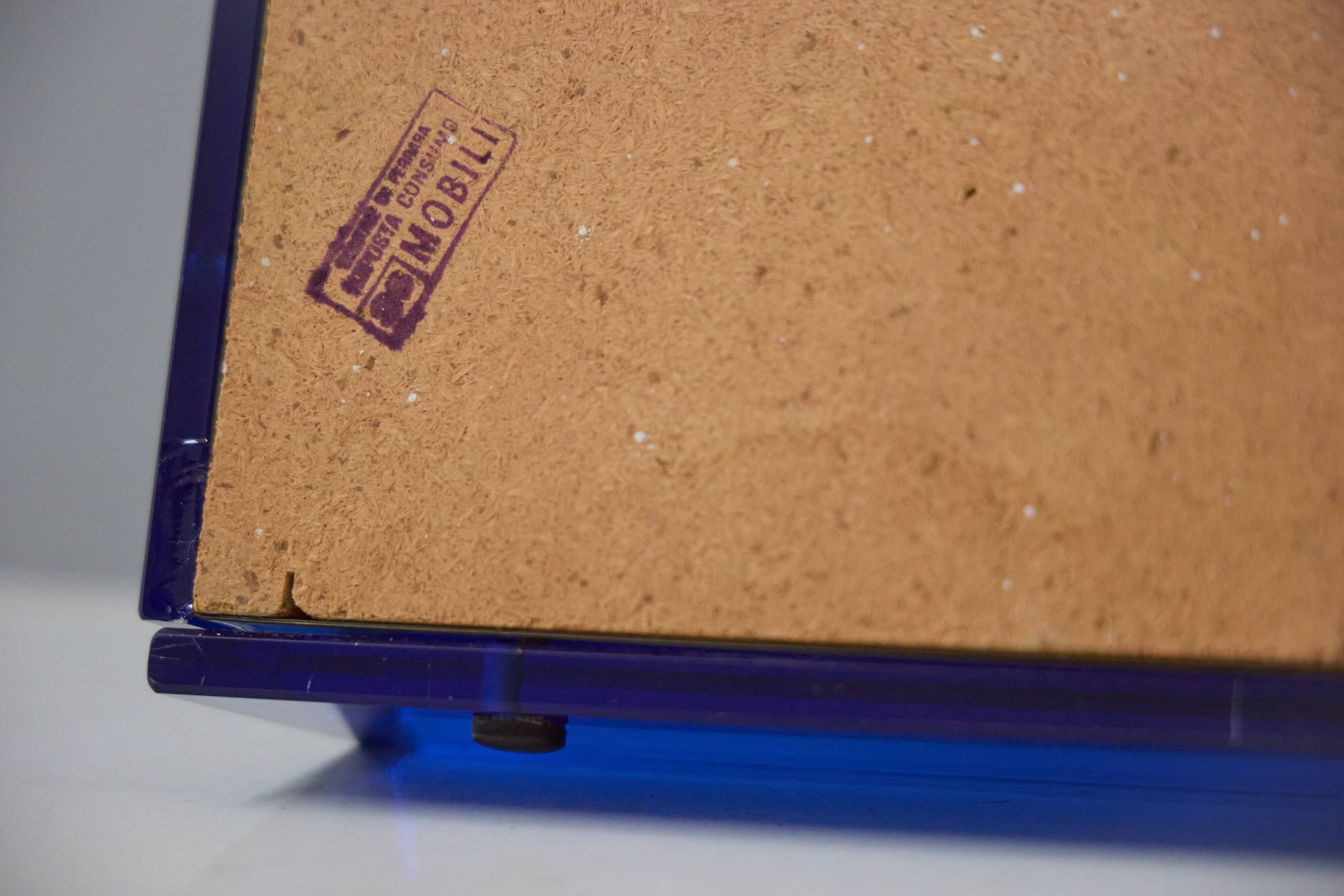 Blue Coloured and Mirrored Glass Wall Mirror, Italy, 1960s