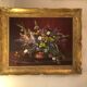 Tableau encadré et signé représentant bouquet de fleurs
