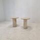 Set of 2 Italian Travertine Pedestals or Side Tables, 1980s