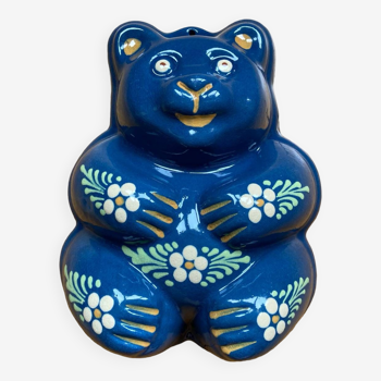 Blue ceramic bear cake mold