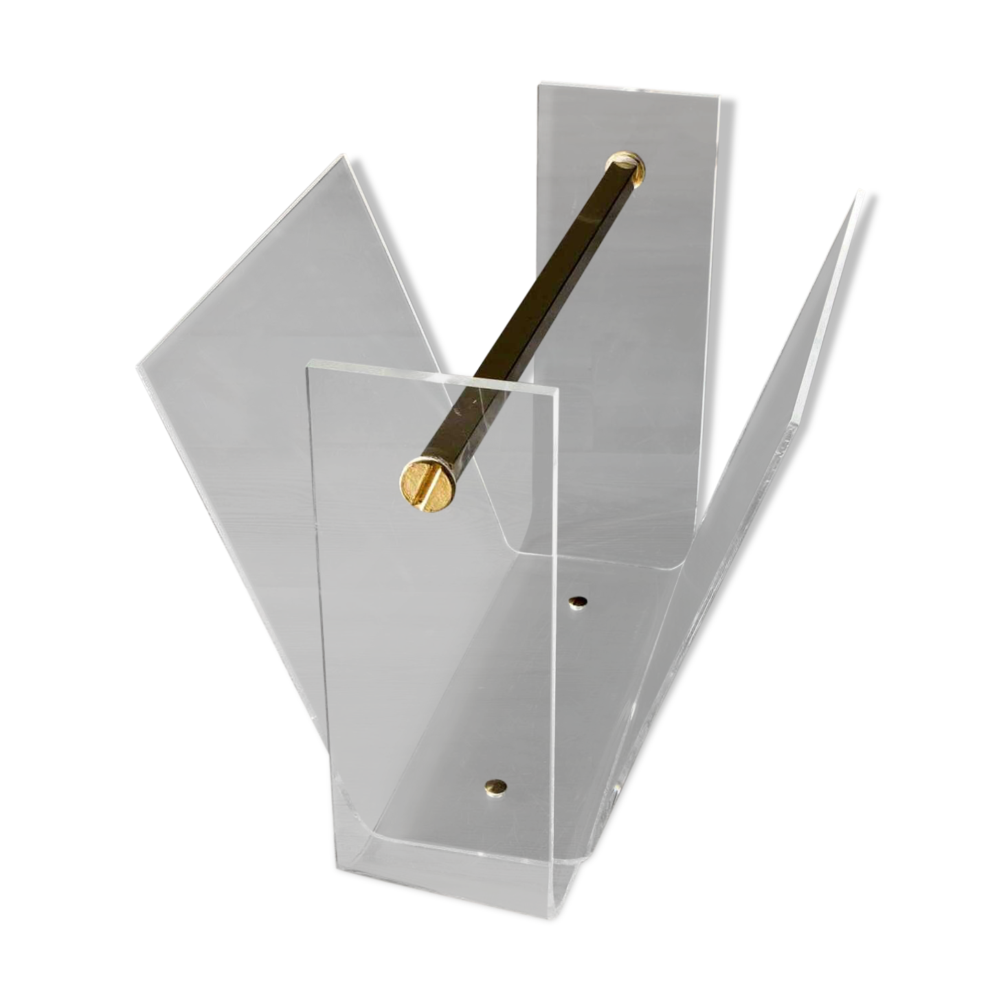 David Lange magazine-rack, in plexiglass and brass years 80