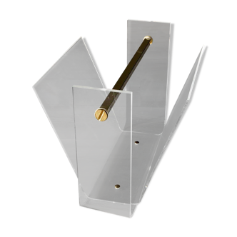 David Lange magazine-rack, in plexiglass and brass years 80