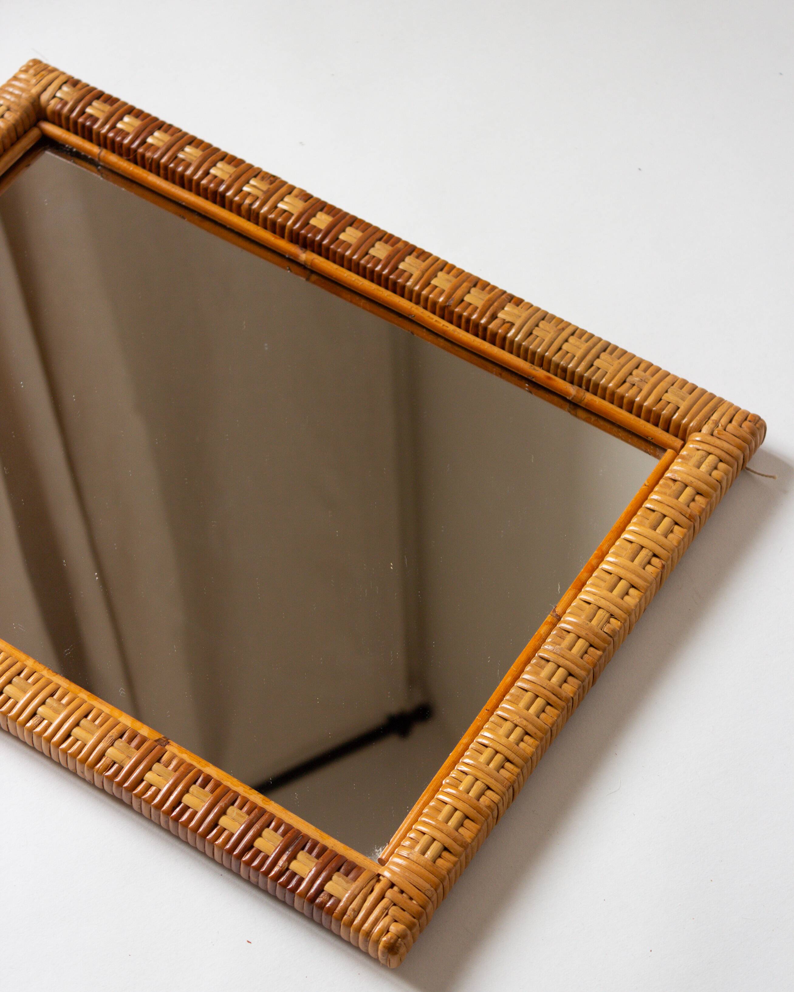 Rattan mirror, 1970s