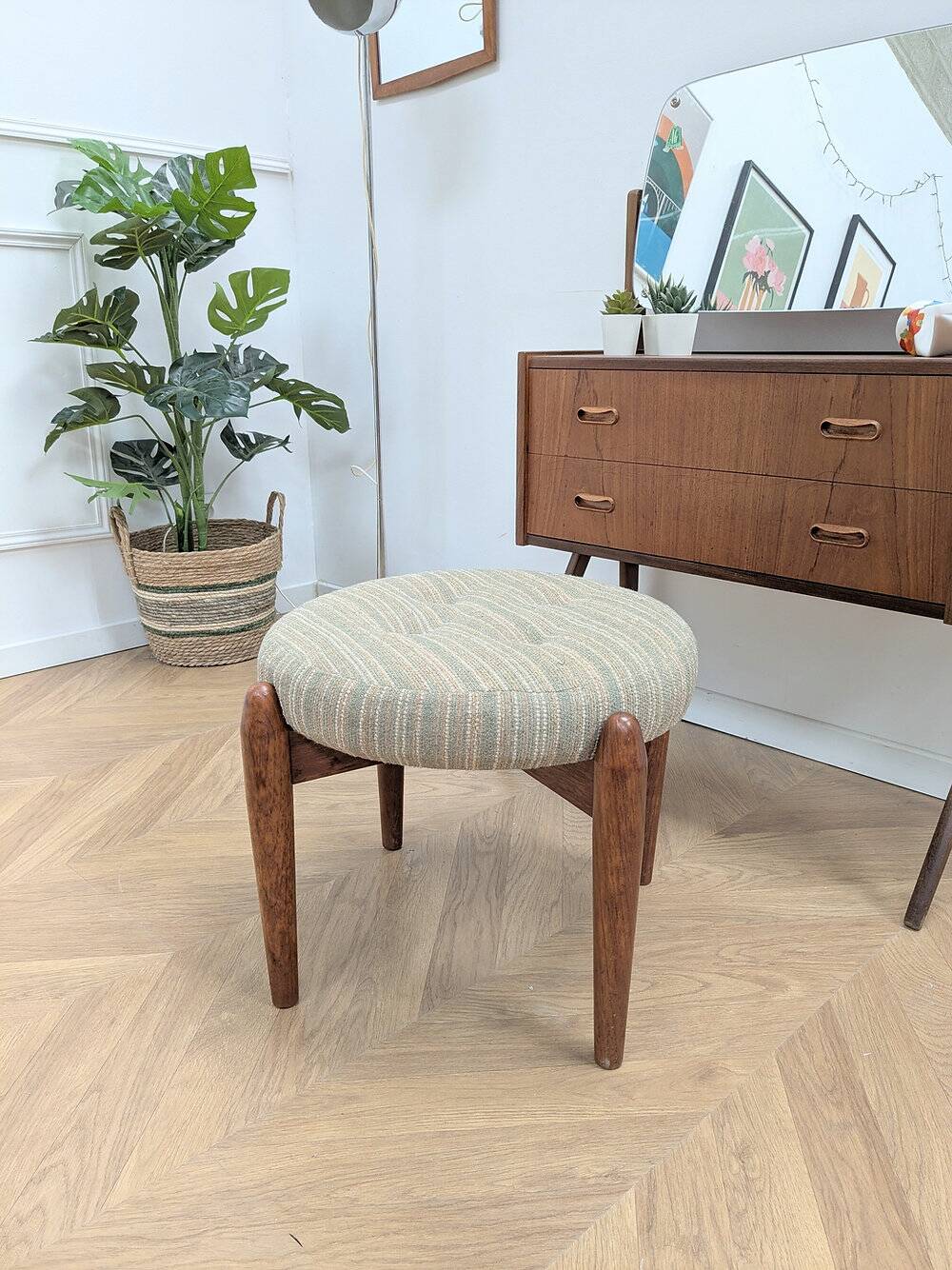 Stool - vintage teak pouf from the 1960s