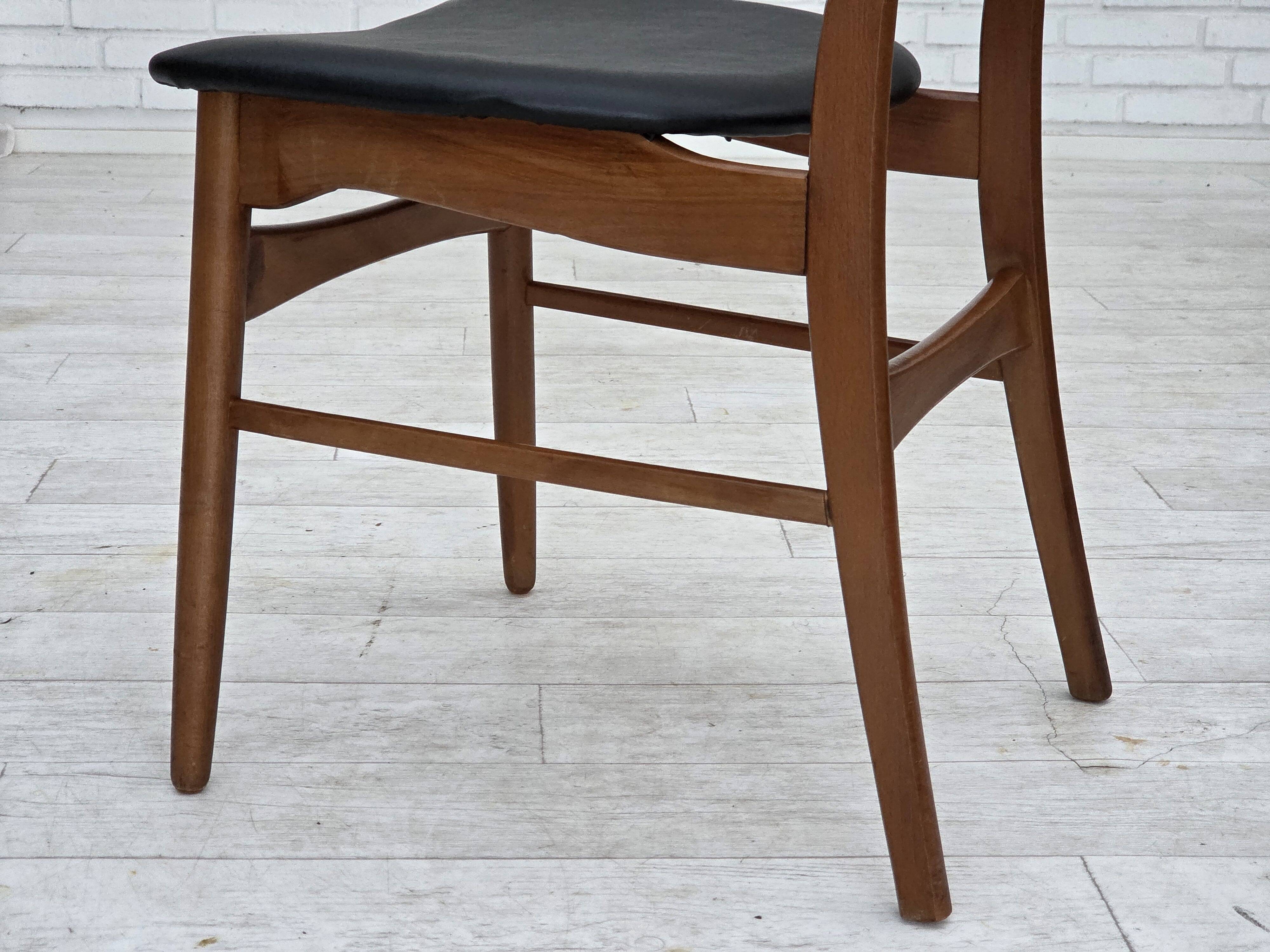 1960s, Danish design, set of 4 reupholstered dining chairs.