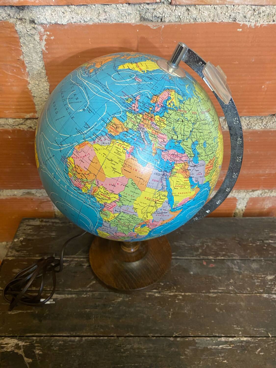 World Map Earth Globe Old TARIDE 1985 Model 90RL025 Vintage