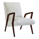 Italian mid-century lounge chair in cherry wood with white bouclé