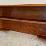Vintage solid oak geometric wall shelf