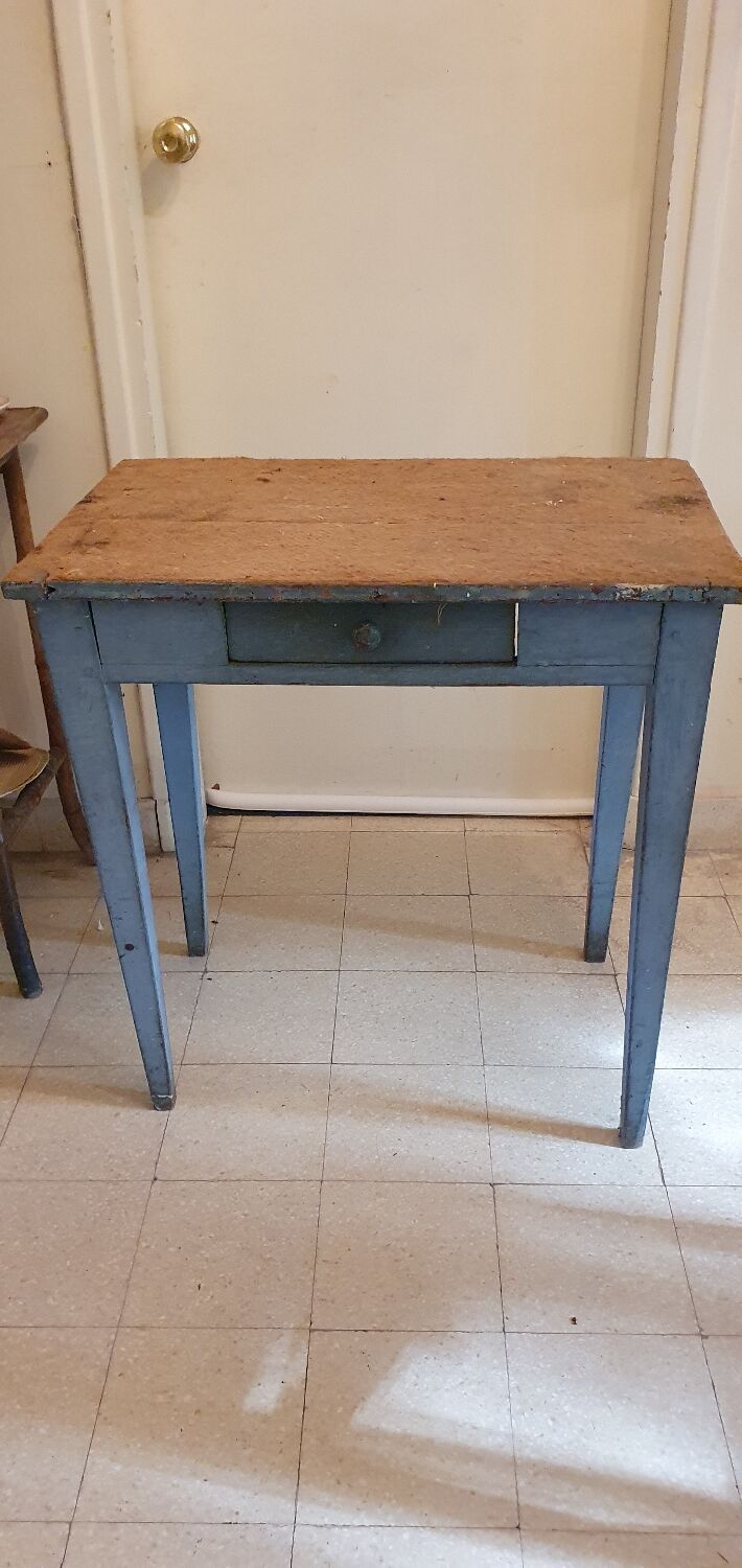 Small blue wooden table