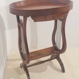 Vintage French Side Table with Lyre-Shaped Legs and Oval Tray Top