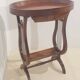 Vintage French Side Table with Lyre-Shaped Legs and Oval Tray Top