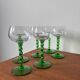 Set of green twisted stem white wine glasses – blown glass