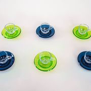 Set of glass cups, Italian design, 1970s, manufactured by Fratelli Guzzini
