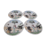 Set of 4 speaking plates Sarreguemines, Benjamin Rabier