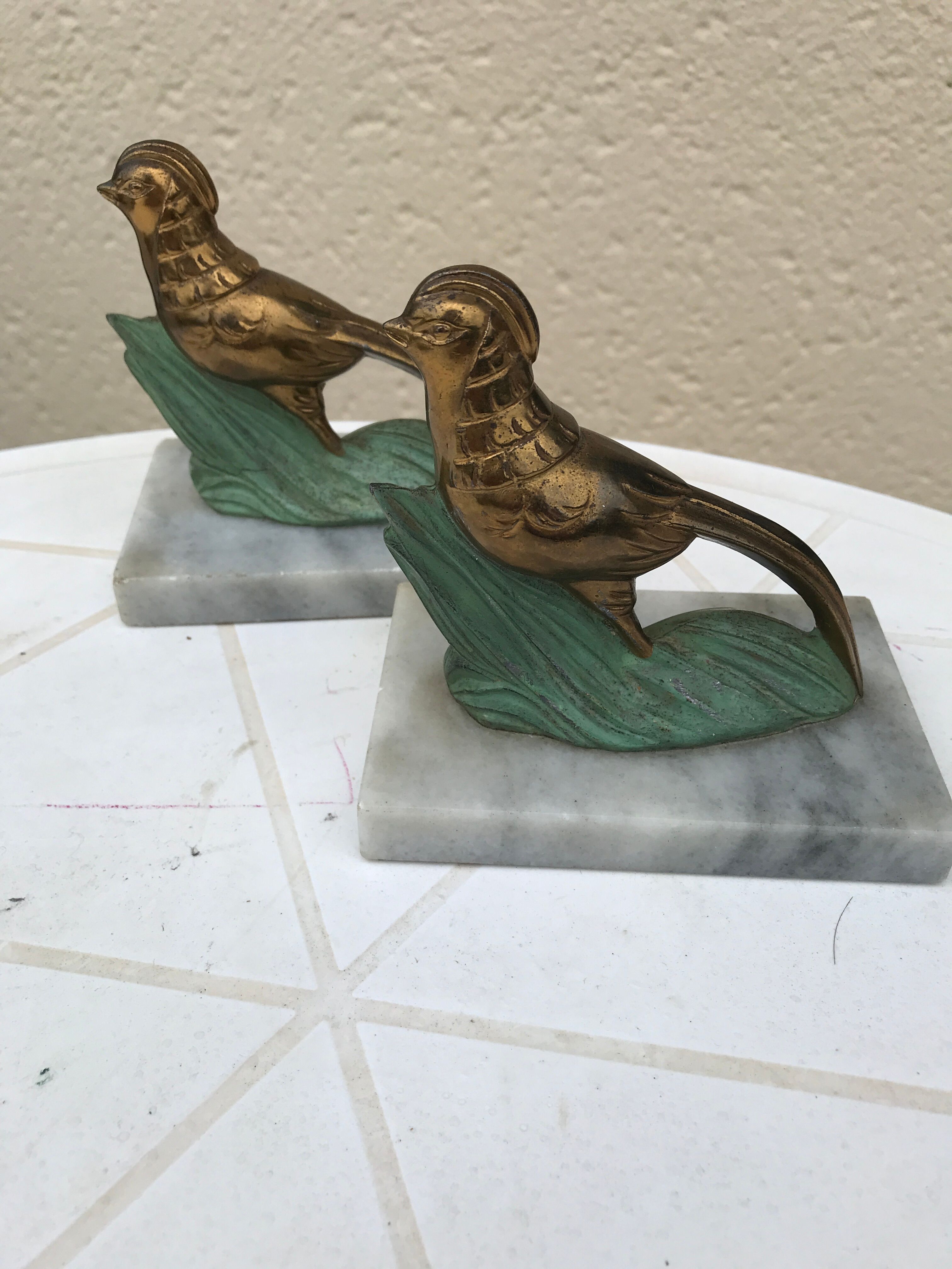 Pair of bookends birds art deco