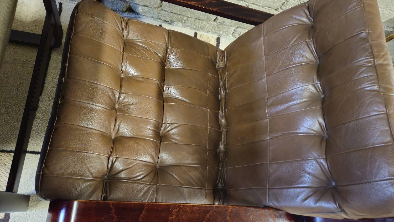 Pair of vintage 1970s faux leather armchairs