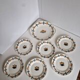 Plat et 6 assiettes à dessert art deco Badonviller