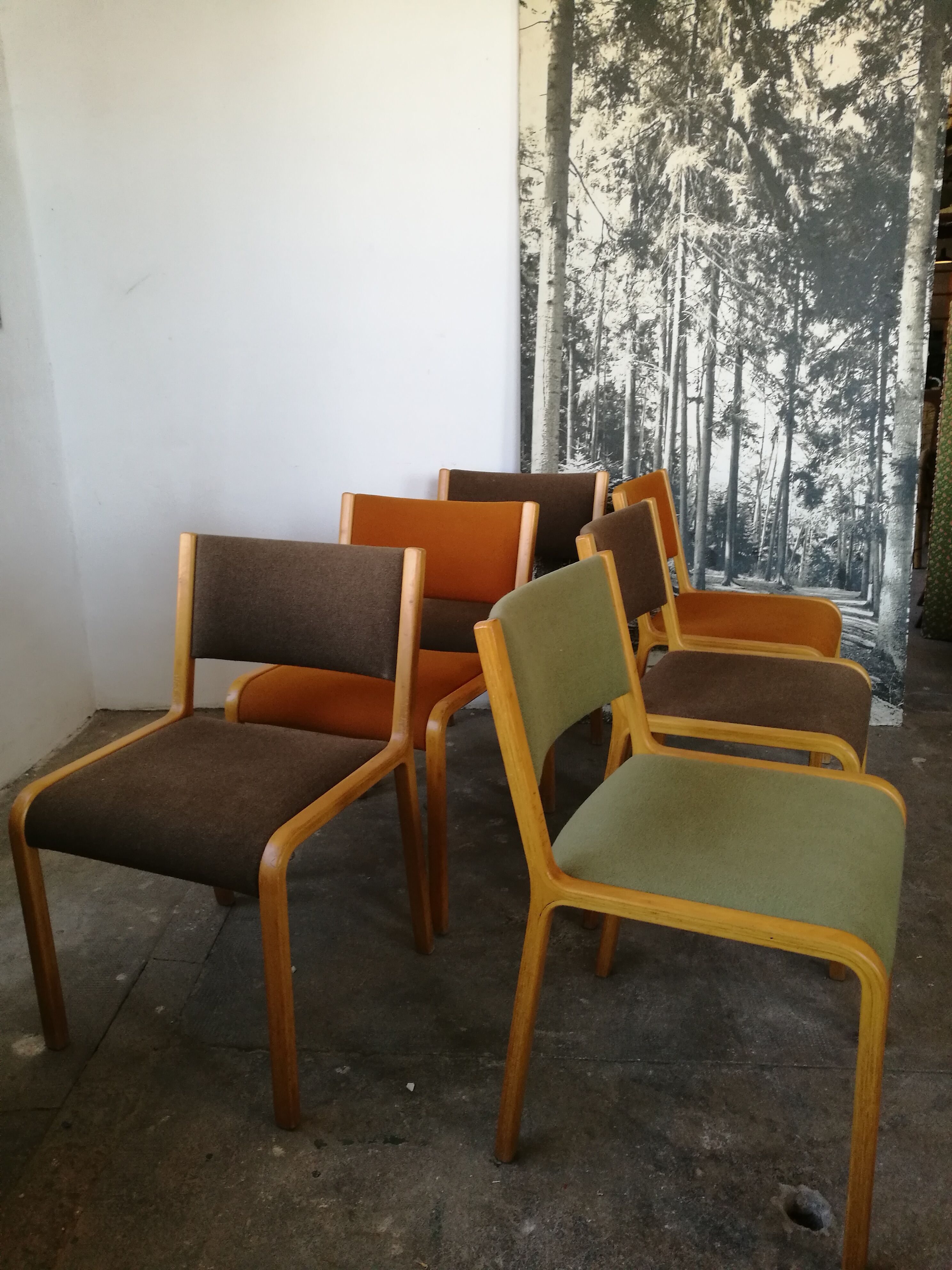 Set de 6 chaises scandinave plywood