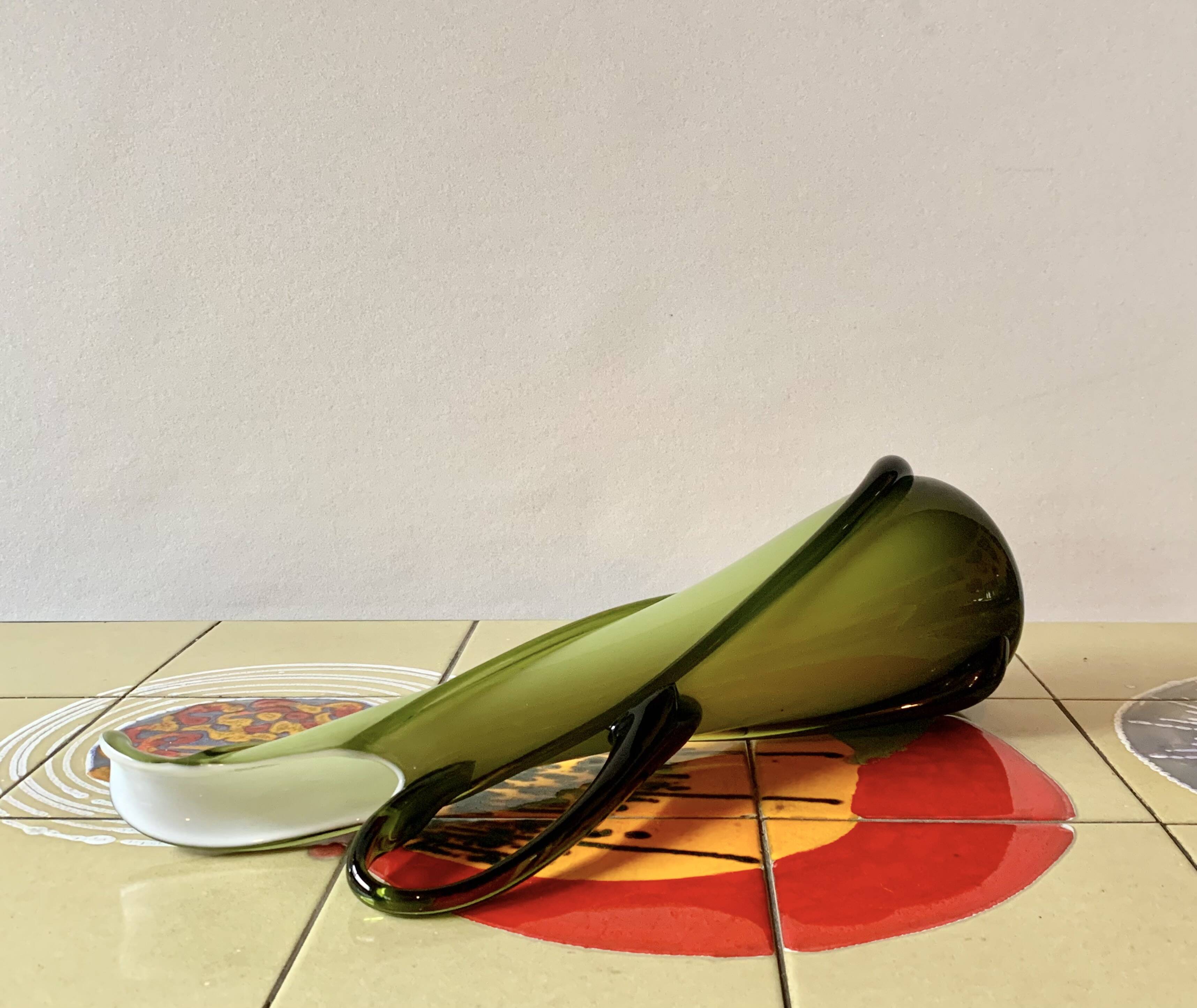 Vintage vase in green blown glass - Fratelli Betti Cristallerie - Empoli