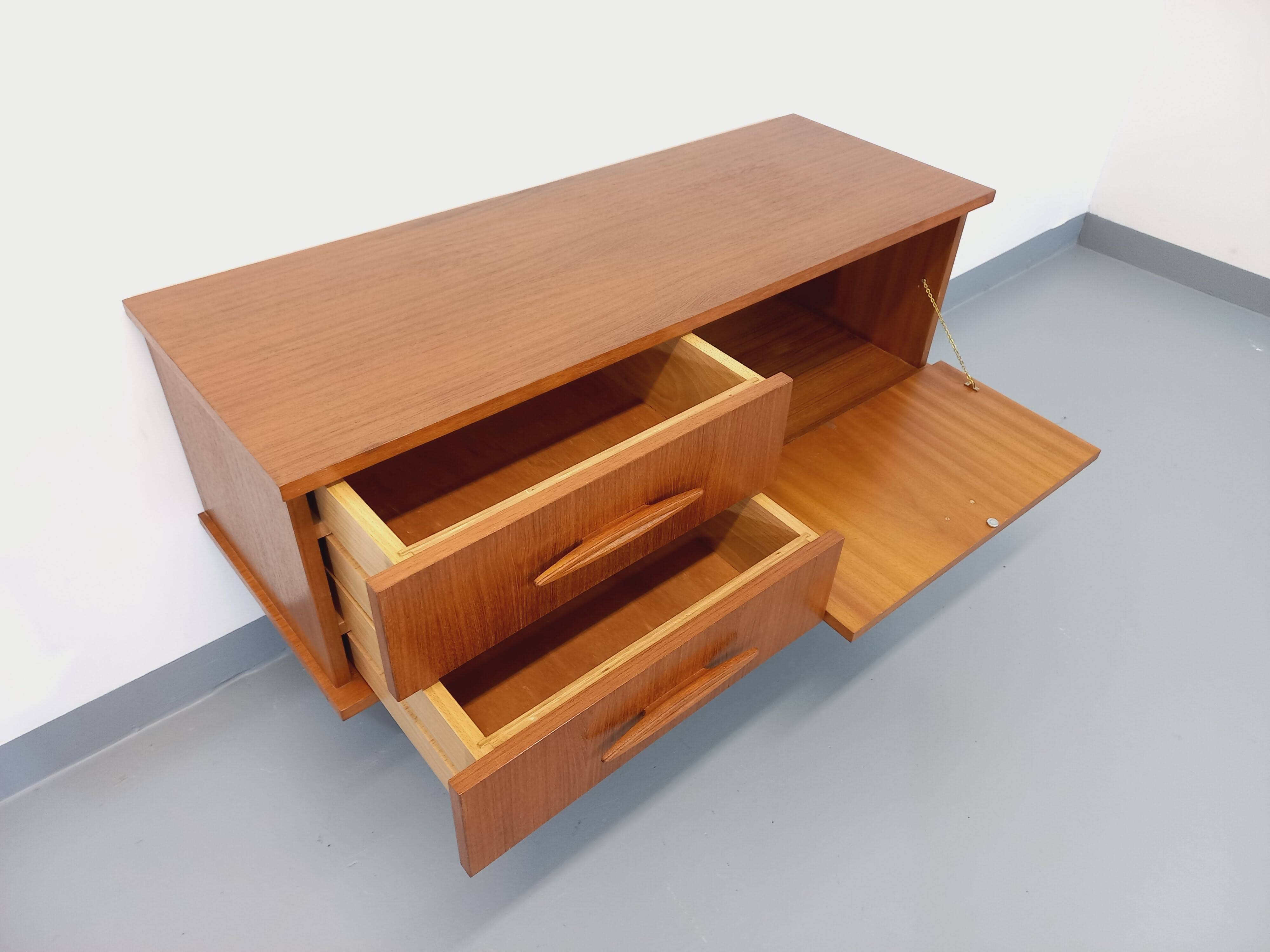 Small vintage Scandinavian teak sideboard from the 60s