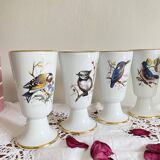 Set of 6 Mazagrans Birds Coffee Cup Mug Porcelain Limoges