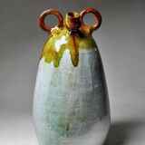 Handcrafted enamelled terracotta water jar signed