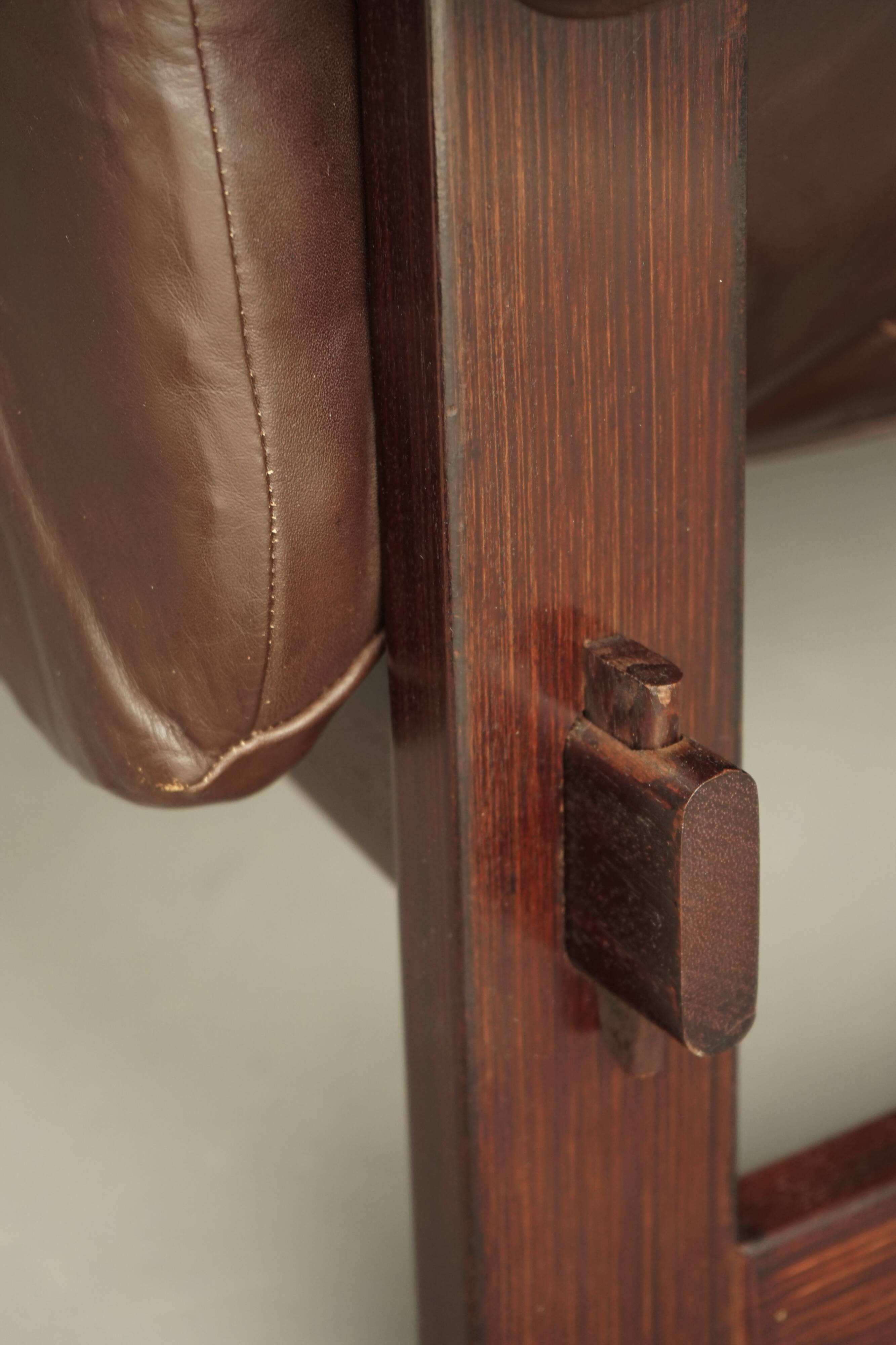 Rare pair of model MP-91 leather lounge chairs by Percival Lafer