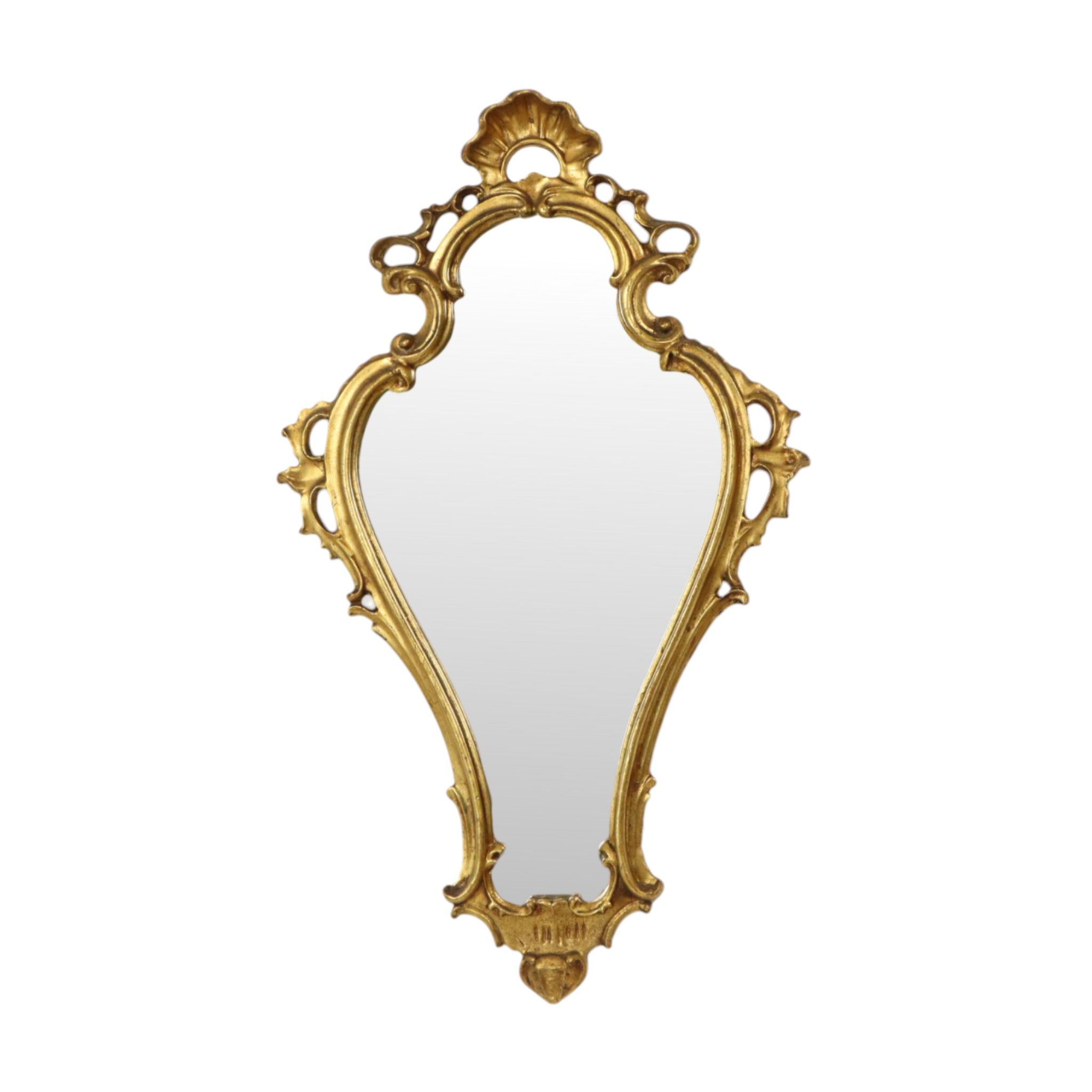 Miroir classique étroit à crête doré à la feuille d'or de style baroque 72 cm