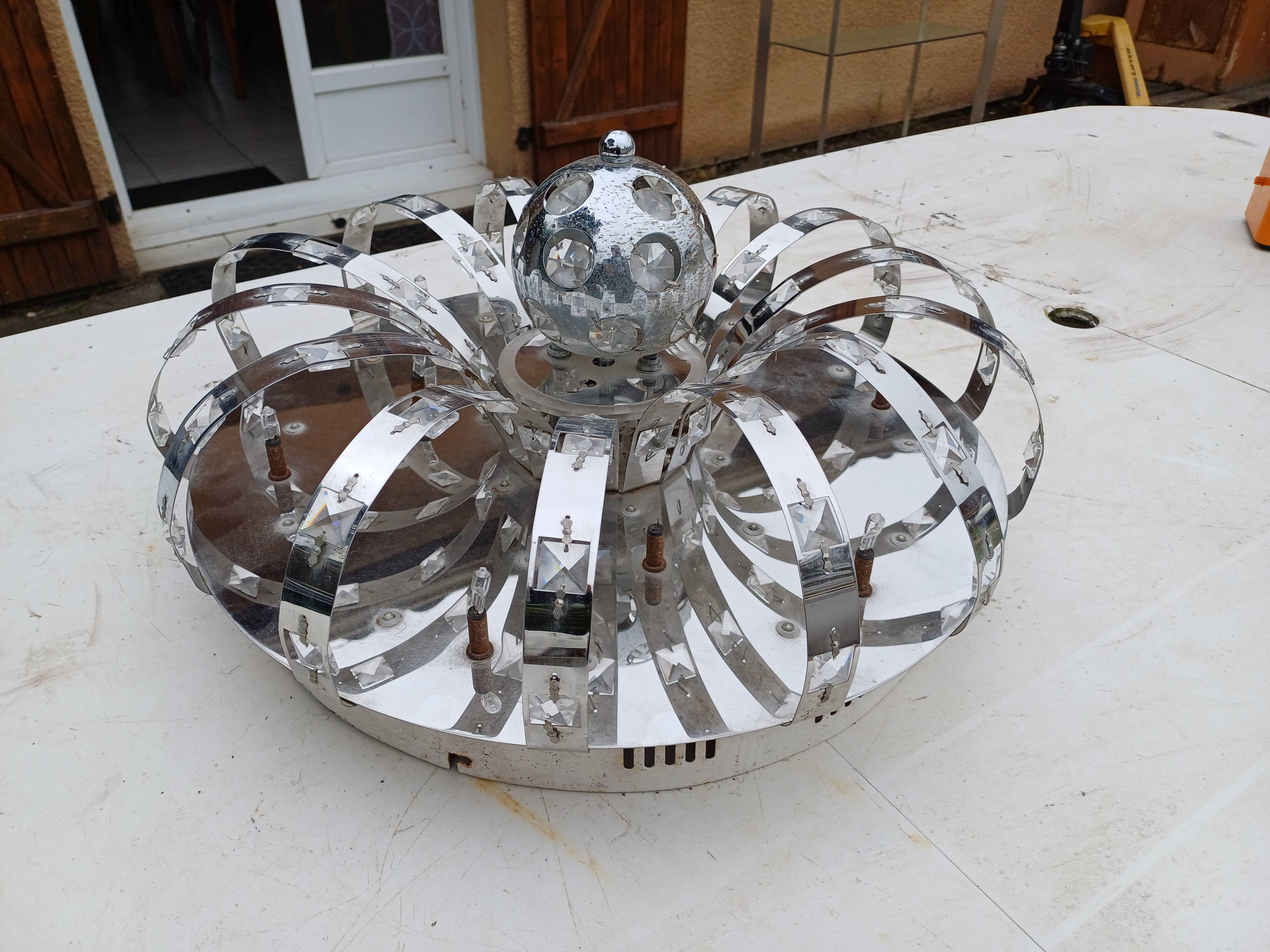 Suspension vintage aluminium + verre