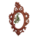 Classic red and gold patinated rocaille mirror, 35 cm x 23 cm