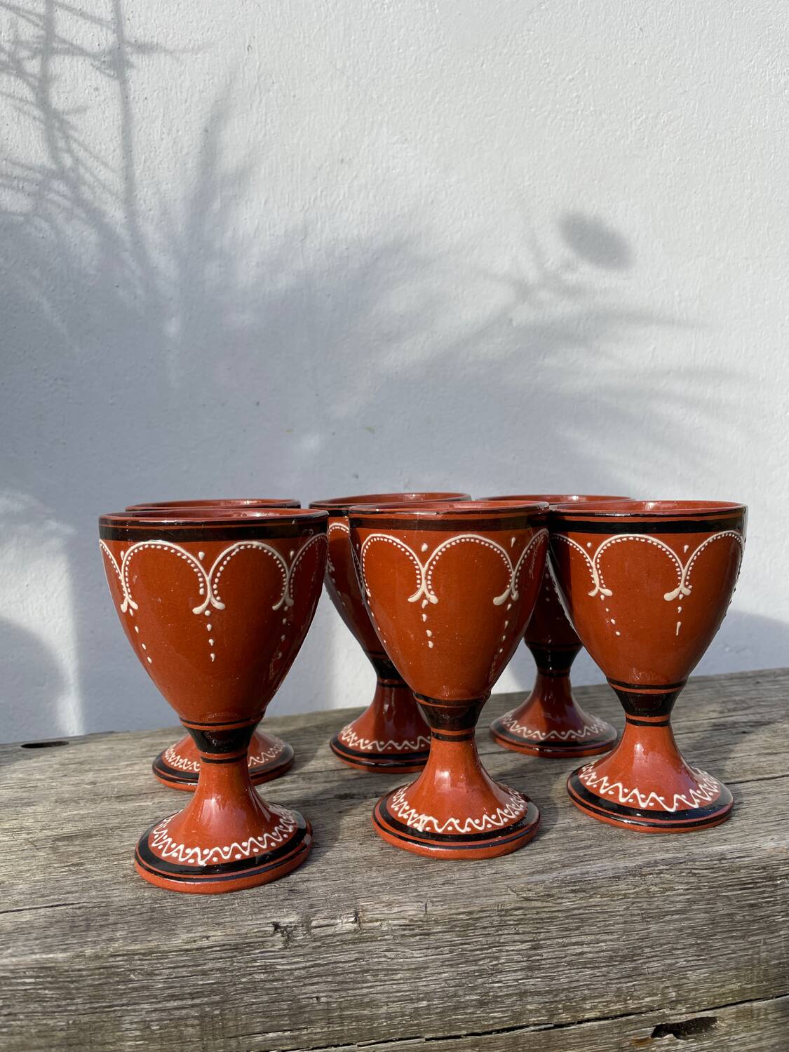 6 earthenware stemmed glasses / handcrafted ceramic work