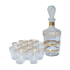 Golden liqueur service from the 1950s-1960s and its 12 glasses.