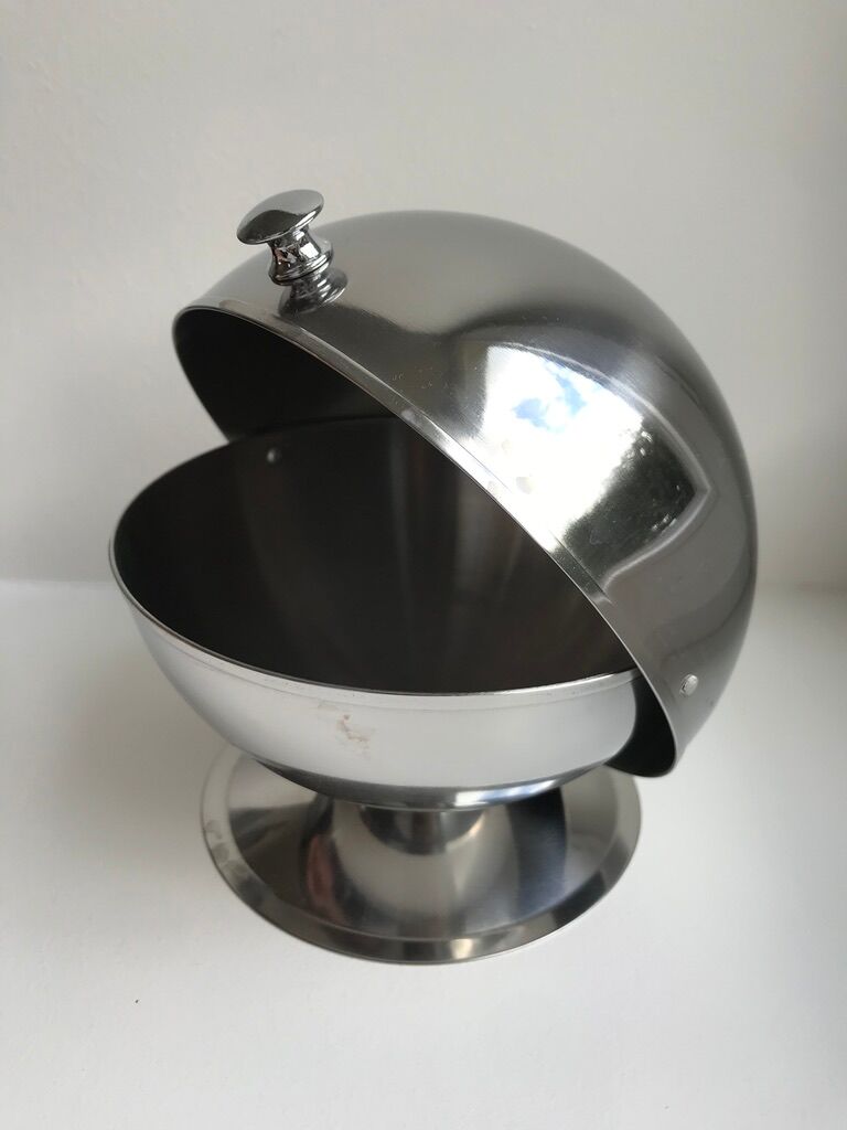 Metal sugar bowl style space age seventies 70s