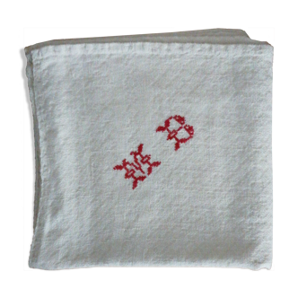 Old monogram tea towel